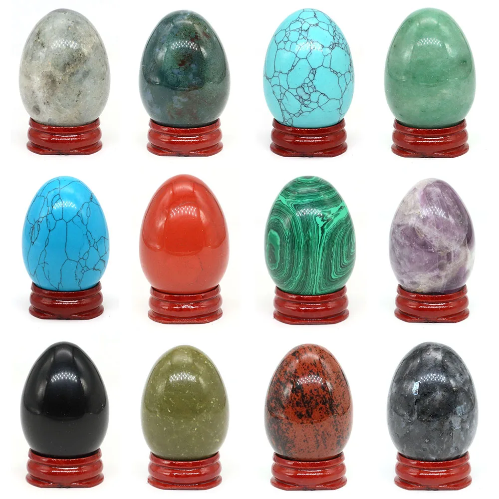 

34x49mm Crystal Egg Natural Stone Amethyst Quartz Massage Gemstone Energy Mineral Specimen Reiki Healing Crafts Home Decor Gifts