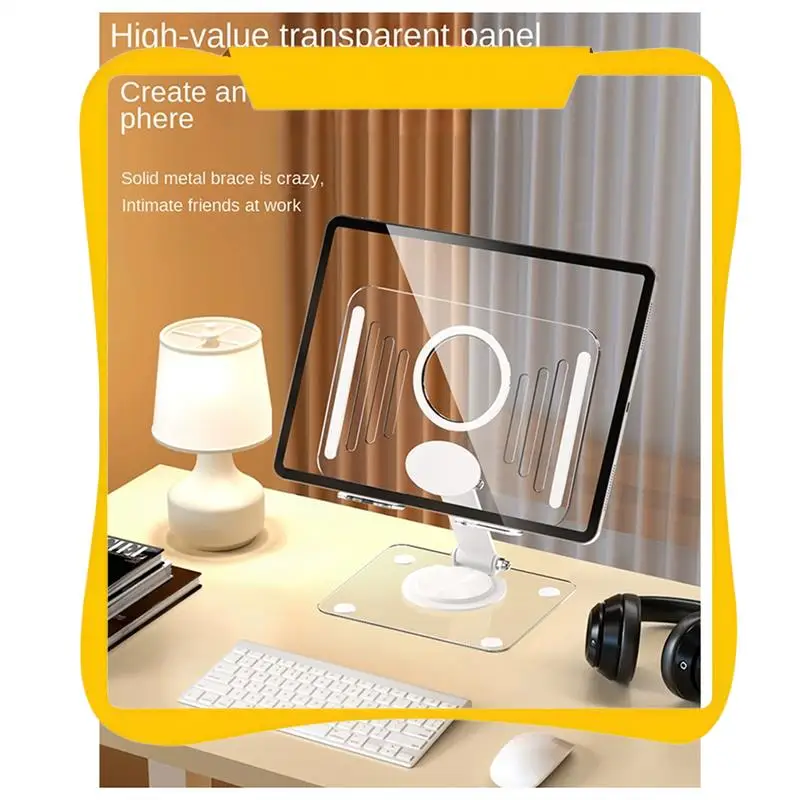 

Tablet Stand Folding Adjustable Desk Holder Transparent Acrylic Tablet Bracket Durable Easy Install Easy To Use White