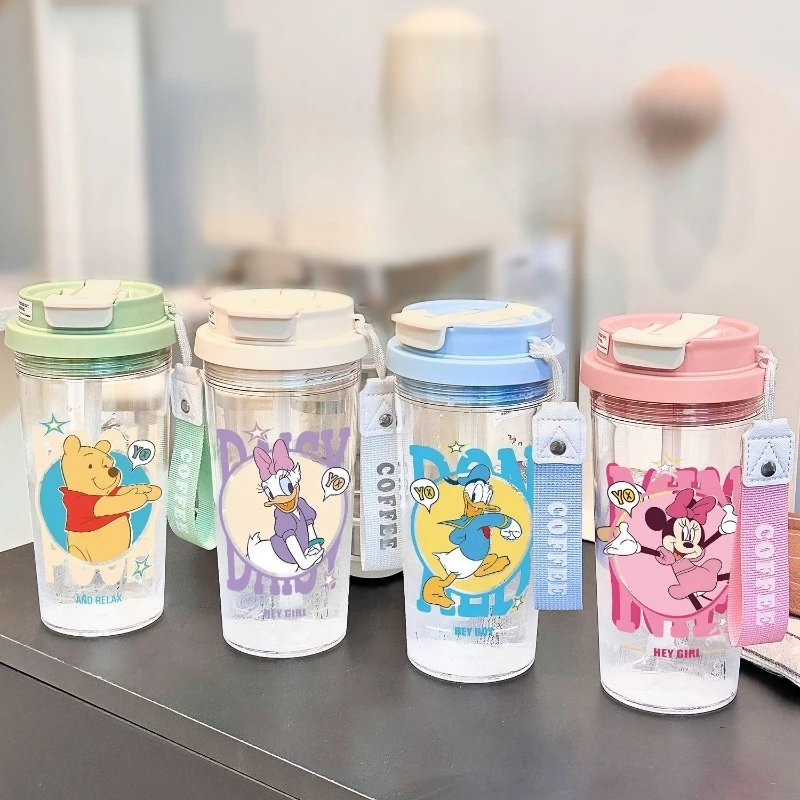 

Disney Mickey, Minnie Kawaii, Fashion Sports Water Cup, Summer Large Capacity, New Double Drink Student Plastic Anti-Drop Cup