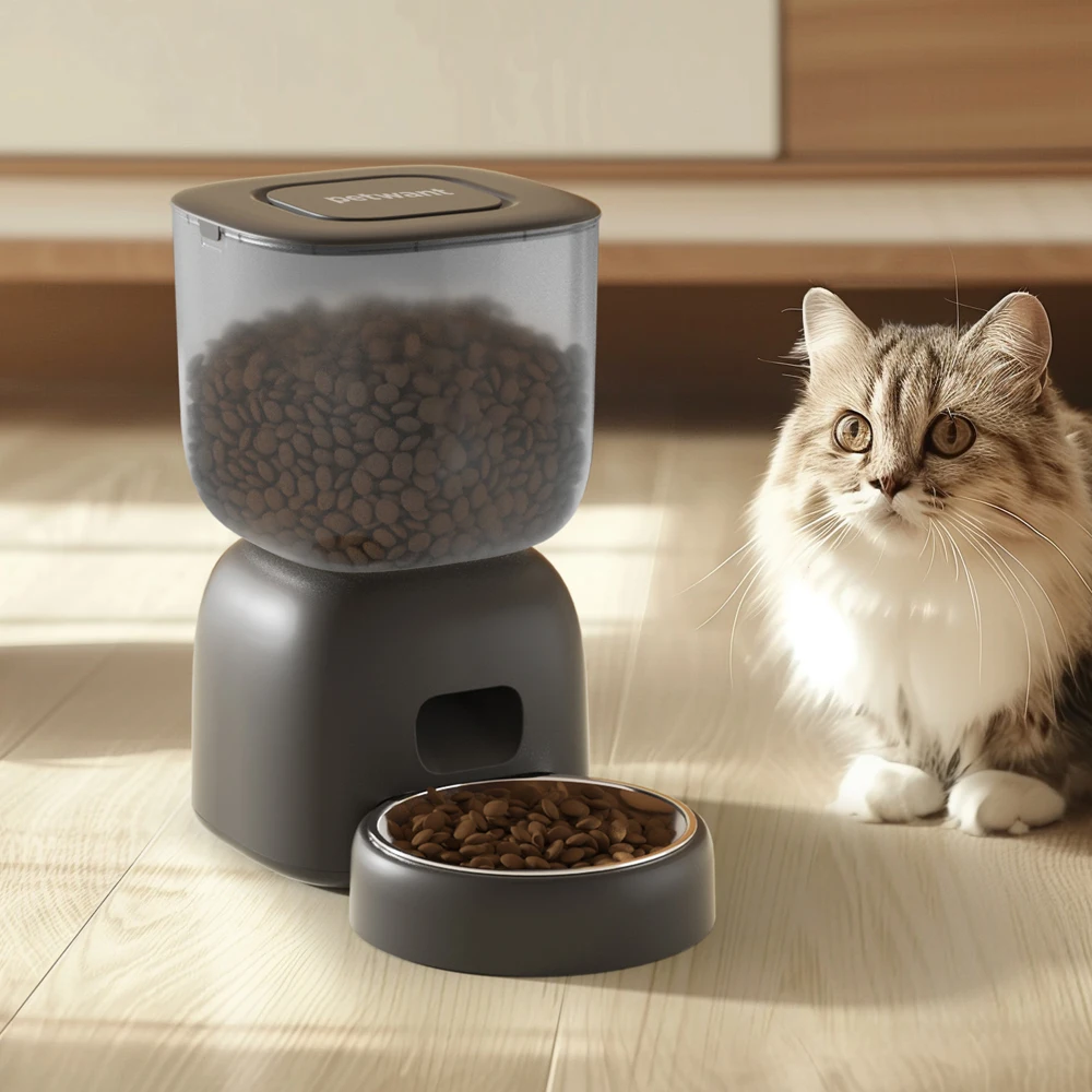 4 Meals 9 Portions Timed Pet Feeder 3L Visible BPA Free Dog Cat Food Dispenser with 4 Stainless Steel Bowls