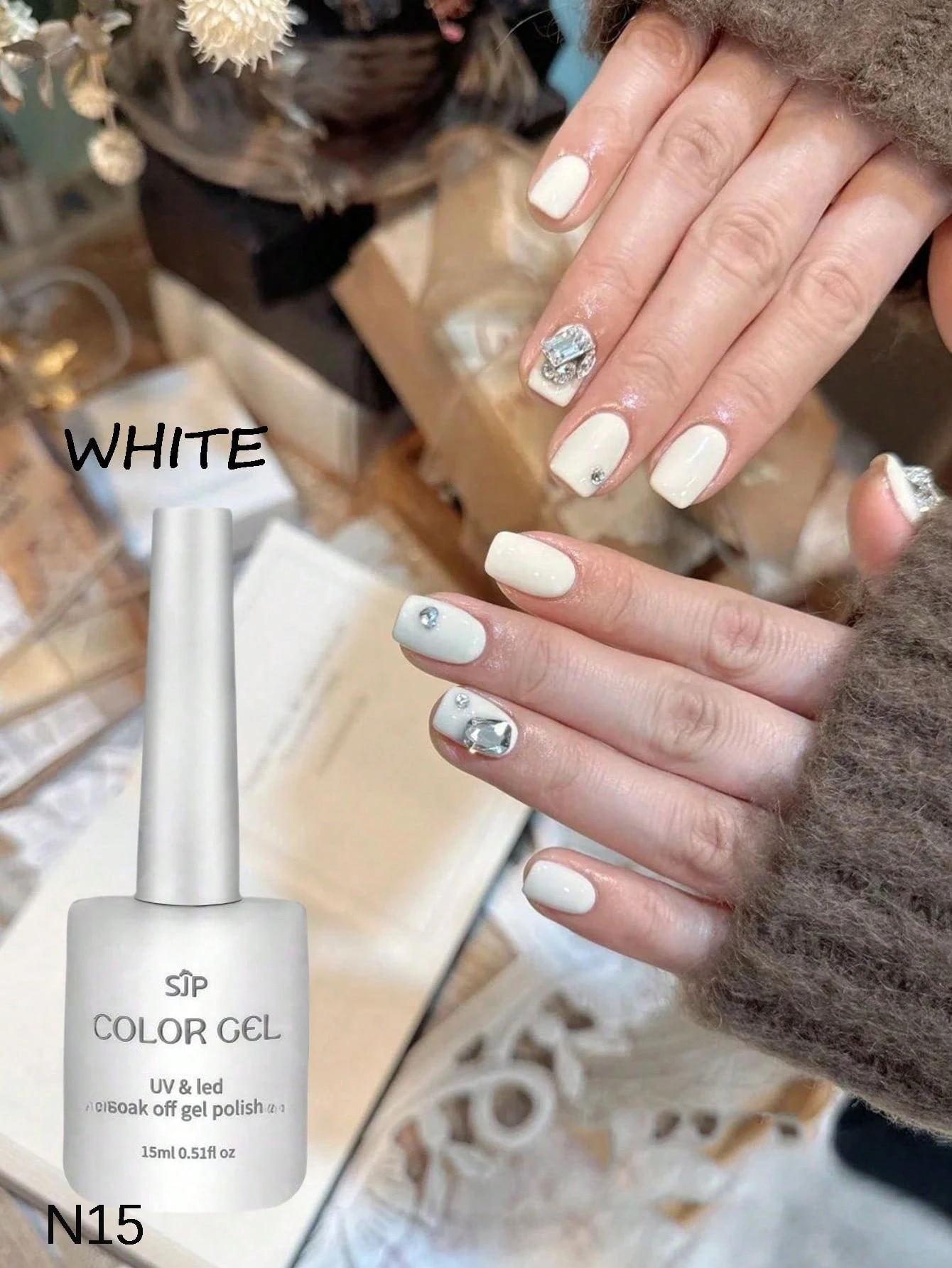 1 PZ 15ML Smalto per unghie gel bianco Smalto gel per manicure francese Semi permanente Soak Off Gel UV Vernice Base Top Coat