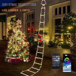 Christmas Decorations LED Ladder Lights with Climbing Santa Claus - Outdoor Christmas Decorative Lights