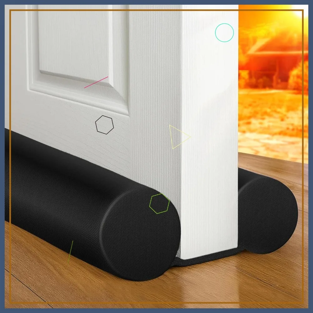 

Under Door Draft Stopper 38" Black - Noise Reducer, Cold Air Guard, Sound Proof Door Sweep, Weather Stripping Gap Filler