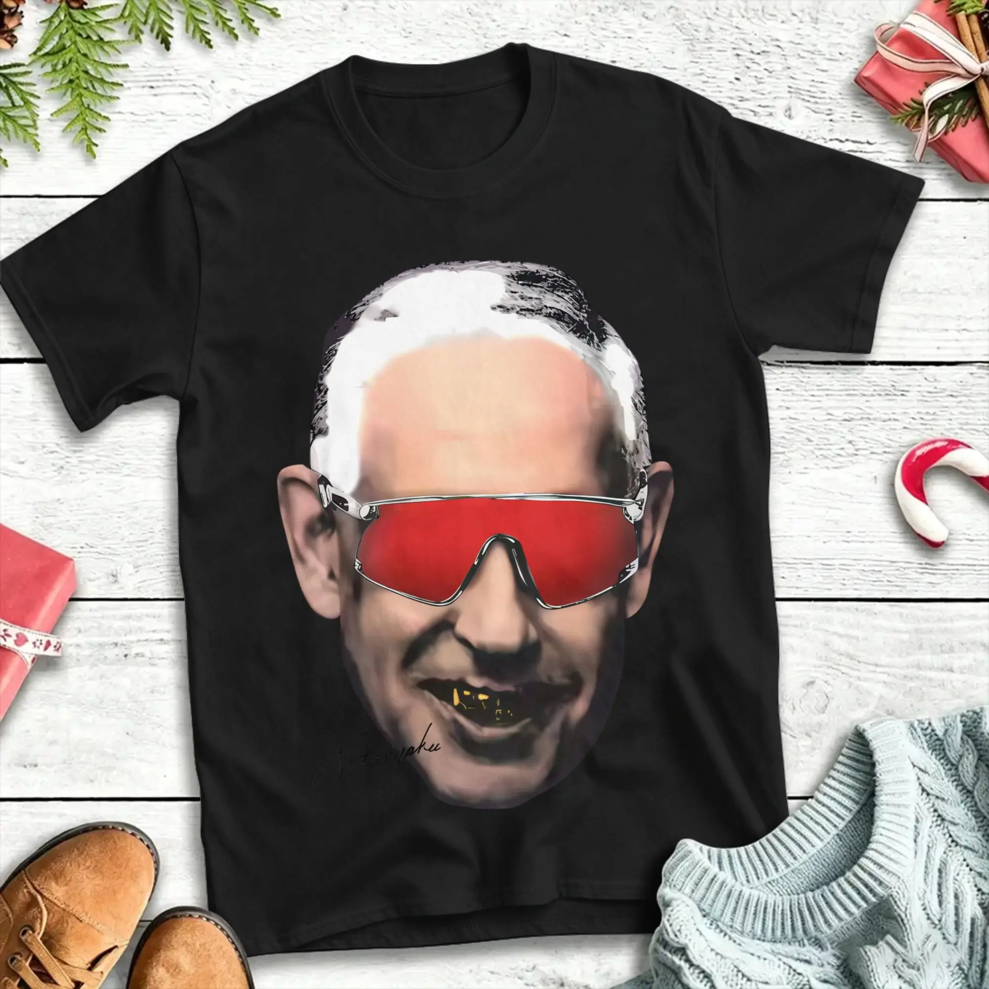 Harajuku T Shirt Benjamin Netanyahu Face Cotton T-Shirts  Trending Tee Shirt for Men's Summer Awesome Pattern Short Sleeve Tops