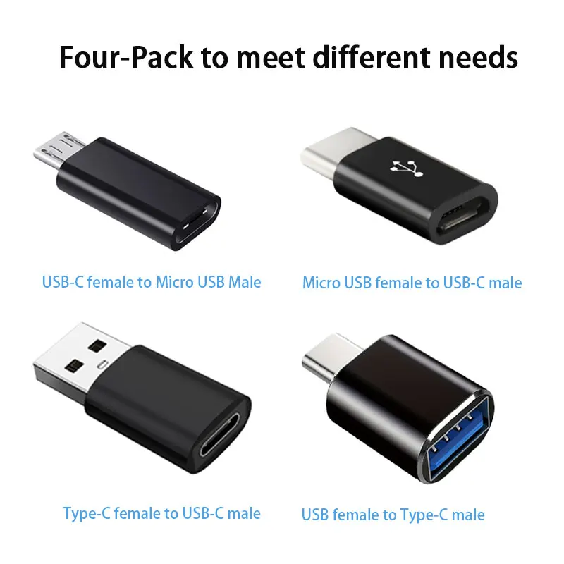 Image of 4er-Pack USB-C-Adapter, USB-A-Buchse auf USB-C-Stecker, USB-C-Buchse auf Mini-USB, für Laptop, Tablet, Smartphone