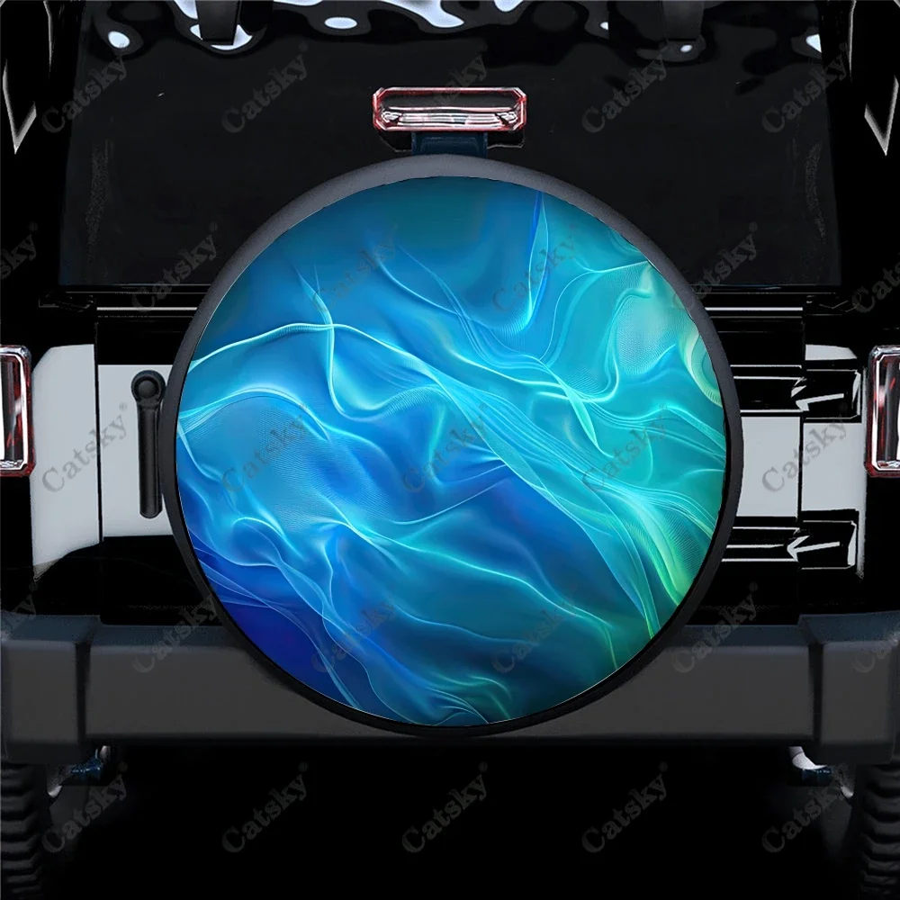 Abstract Smoke Swirls Polyester Universal Spare Wheel Tire Cover Custom Tire-Covers for Trailer RV SUV Truck Camper