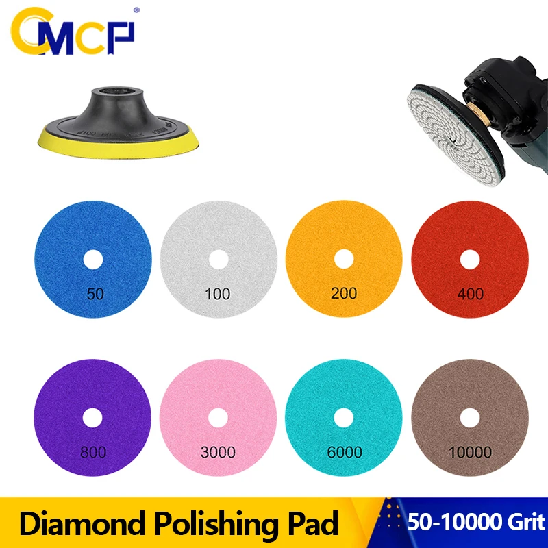 

CMCP 4Inch Diamond Dry Polishing Pad 50-6000 Grit Sanding Grinding Disc For Tile Marble Granite Flexible Stone Ceramic Polishing