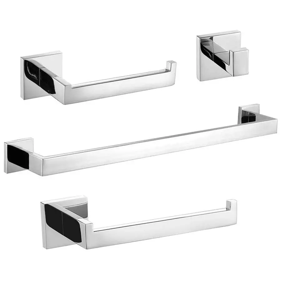 

Bathroom Accessories 4Pieces Bathroom Hardware Set Polished Chrome Towel Bar Set Stainless Steel Towel Holder Set