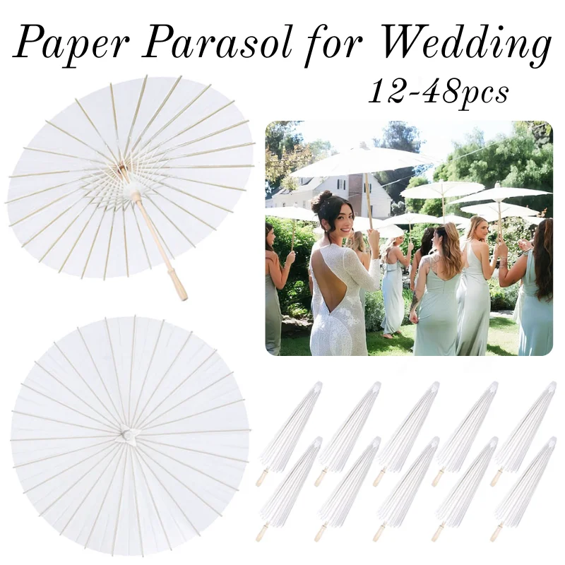 

23.6/33Inch Paper Parasols Paper Umbrellas for Wedding for Guests Bridesmaid Shower DIY Bridal Party Photography Props