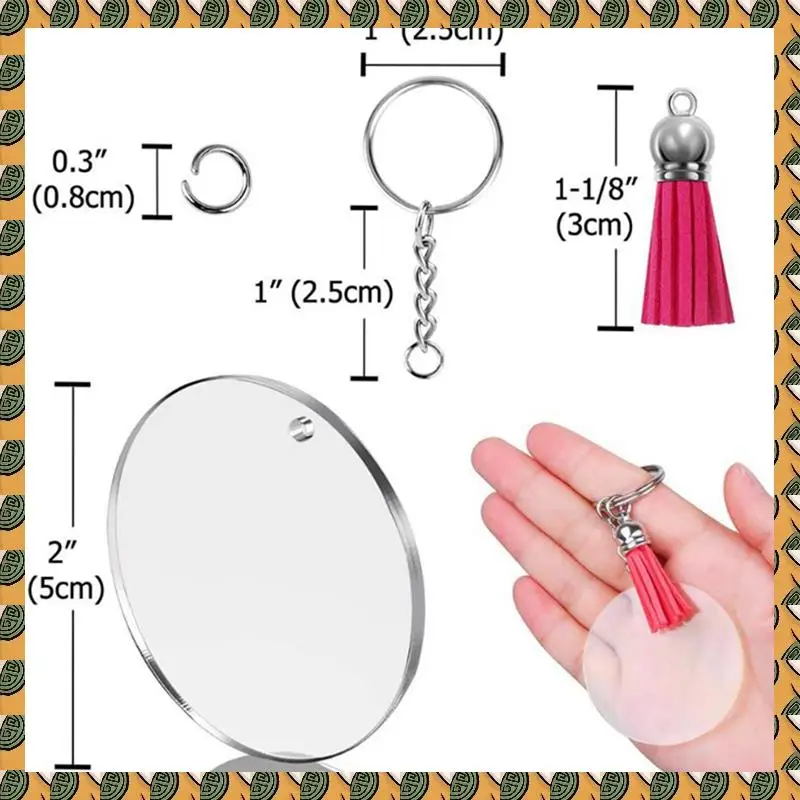 

A77I 600Pcs DIY Round Acrylic Keychain Blanks Acrylic Clear Circle Discs Keychain Set For DIY Keychain Vinyl Crafting