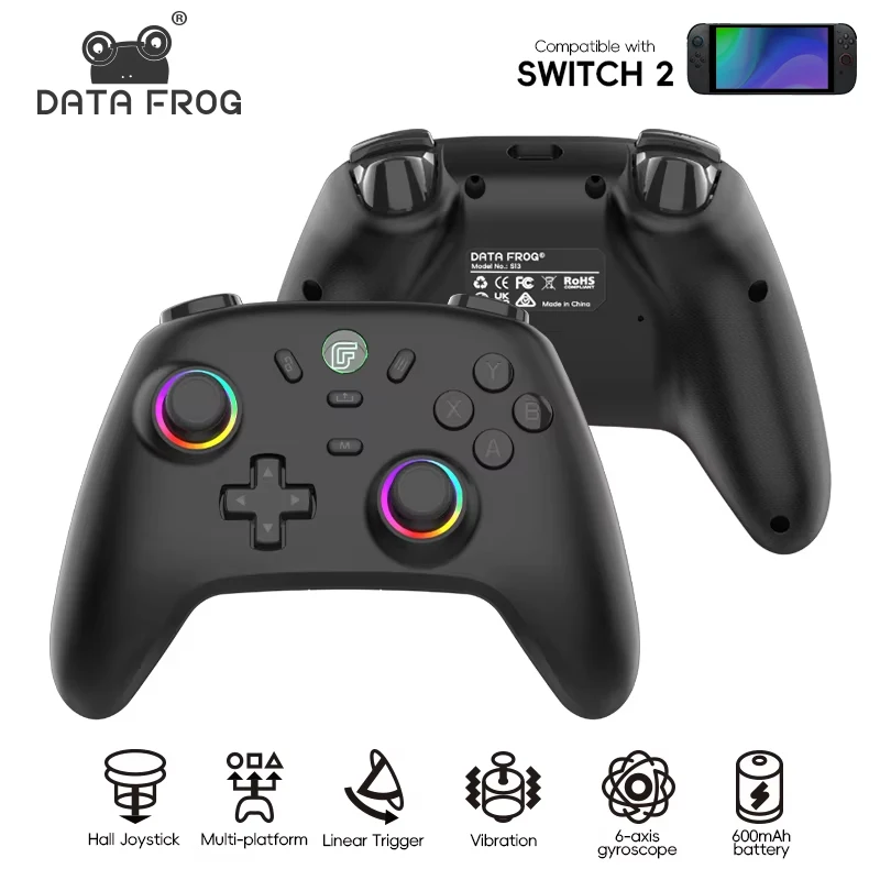 

Беспроводной контроллер переключателя DATA FROG S13, Bluetooth-геймпад с эффектом Холла для Switch 2, iPhone, Android, ПК