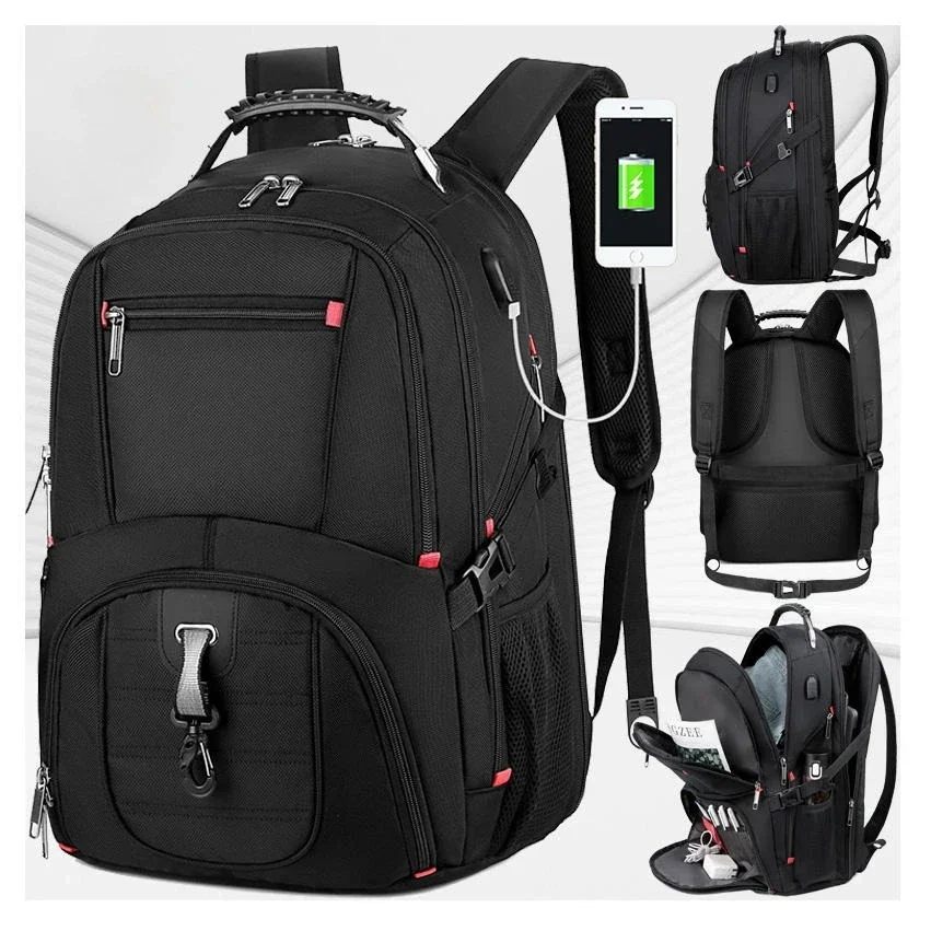 

Многофункциональные сумки Прочный рюкзак для ноутбука большой емкости, дорожная сумка, сумка для колледжа, USB-порт для зарядки, водонепроницаемость +