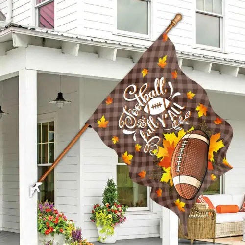 Football And Fall Y’All Seasonal Autumn Flag – Thanksgiving Garden Flag AAL HHM WZZ yyi