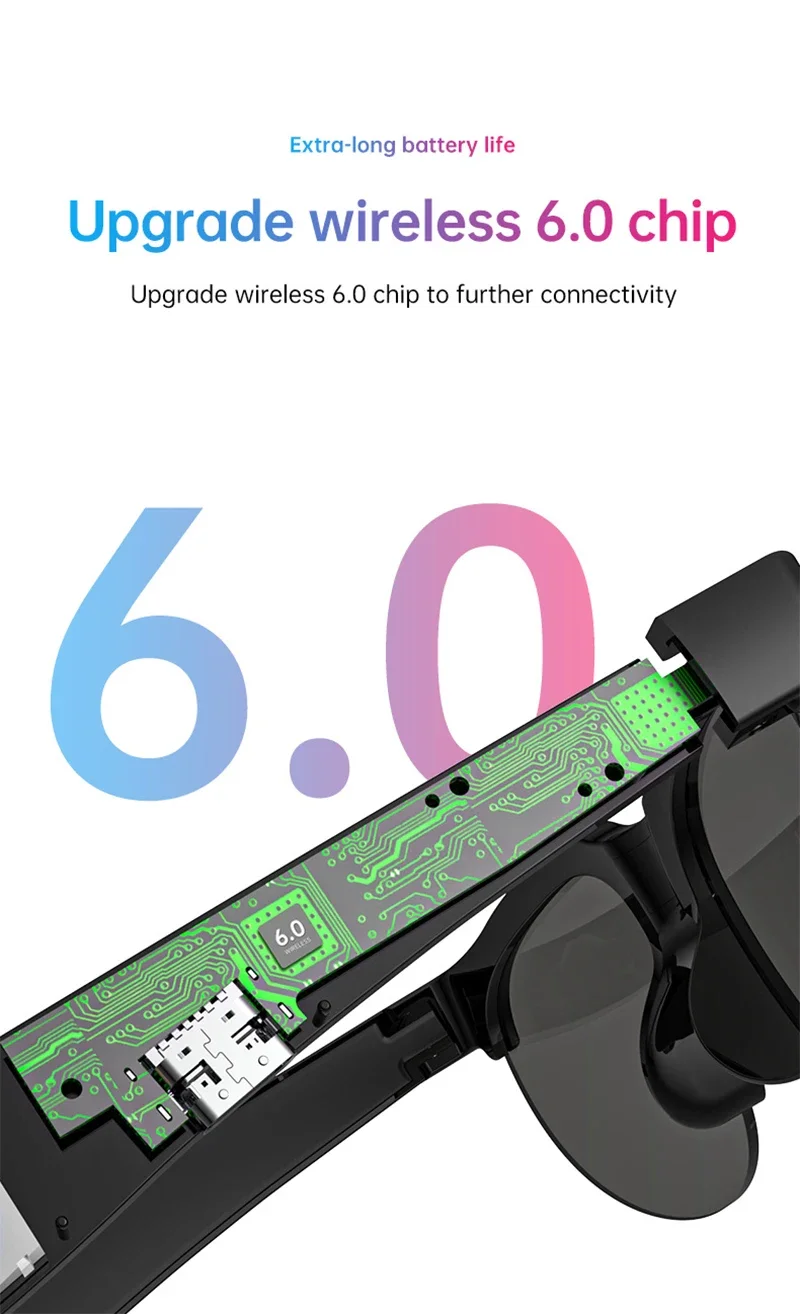Lenovo AI Smart Glasses 12KHD 2600W Freisprechfunktion AI-Übersetzung ChatGPT-Protokollierung Musikwiedergabe Smart-Sonnenbrille für Männer und Frauen – Detail 3