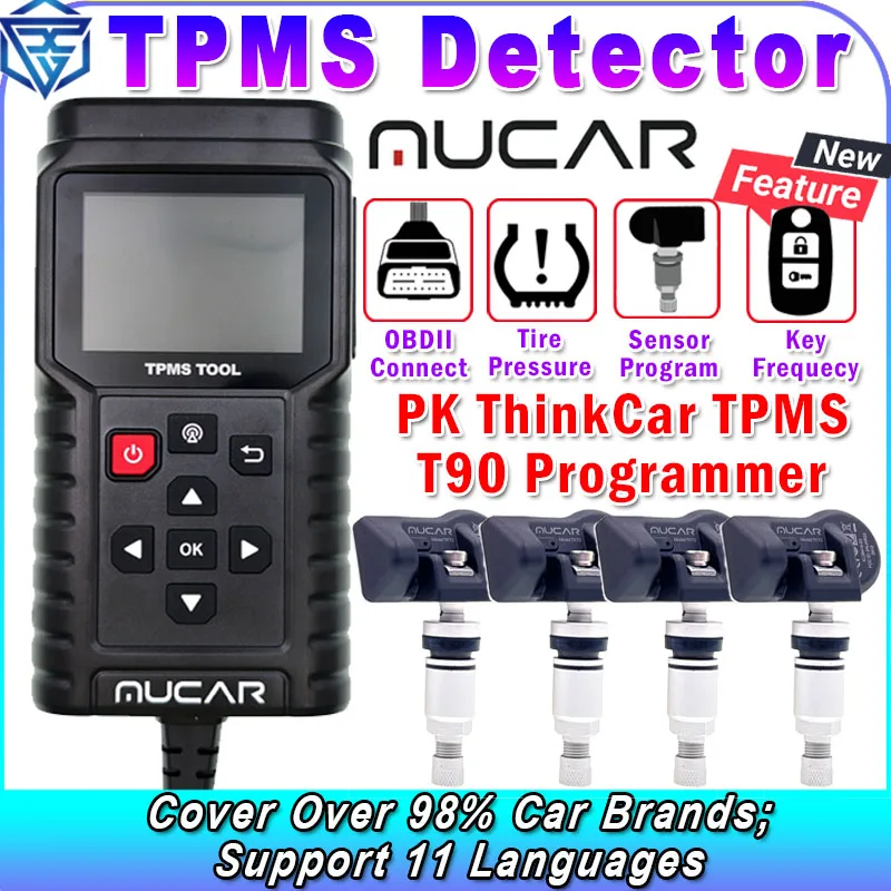 MUCAR  T90 with TPMS S3 Sensor Car Tire Pressure Programming Tool 2in1 315MHz 433MHz TPMS Sensor Service Tool PK ThinkCar T90 S3