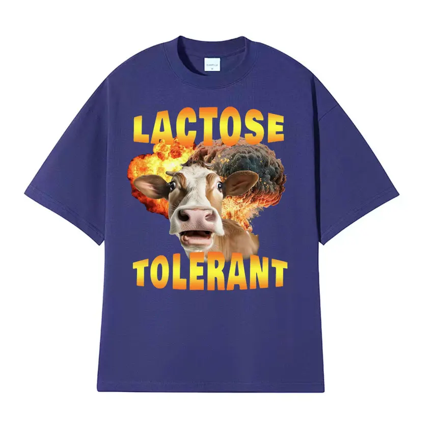 Funny Meme Lactose Tolerant Graphic T Shirts Men Women Retro Hip Hop Fashion T-shirt Casual Loose 100% Cotton T Shirt Streetwear