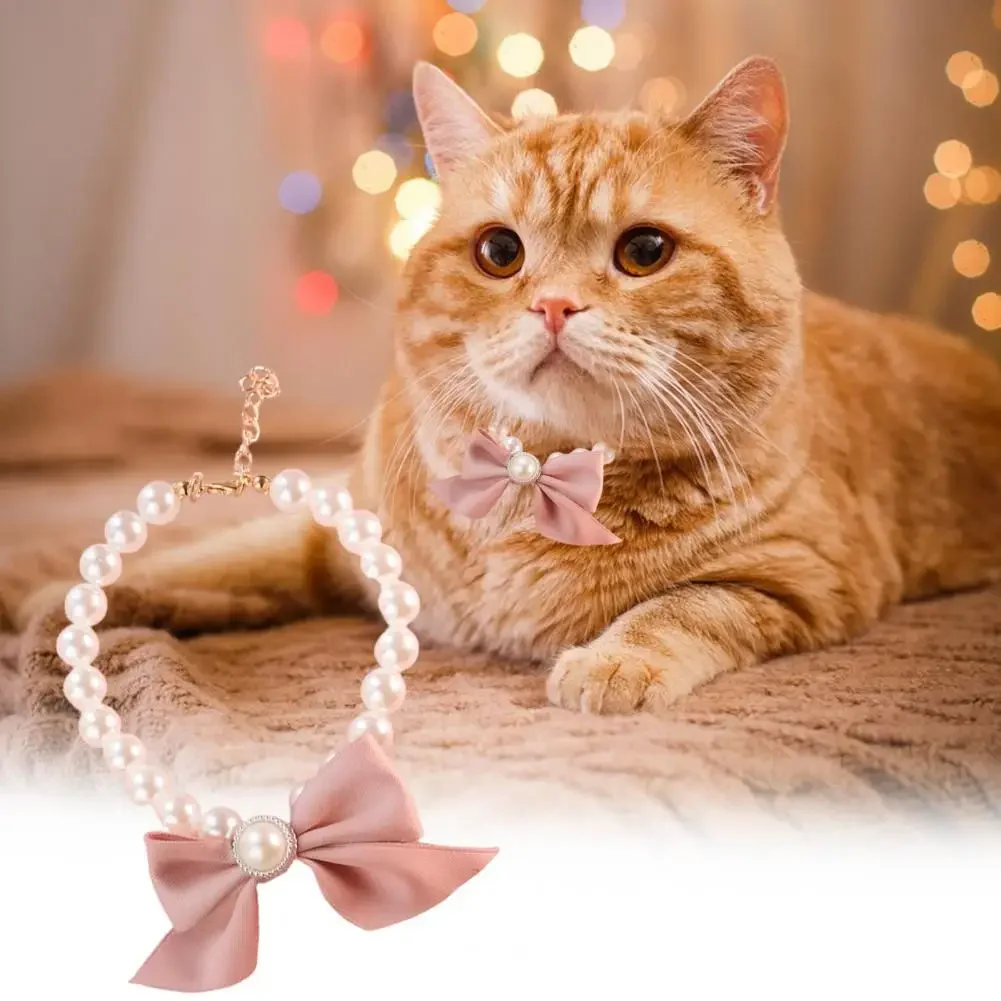 

Pet Ornament Necklace Collar Great Lightweight Pet Jewelry Shiny Cat Imitation Pearl Jewelry Pet Product