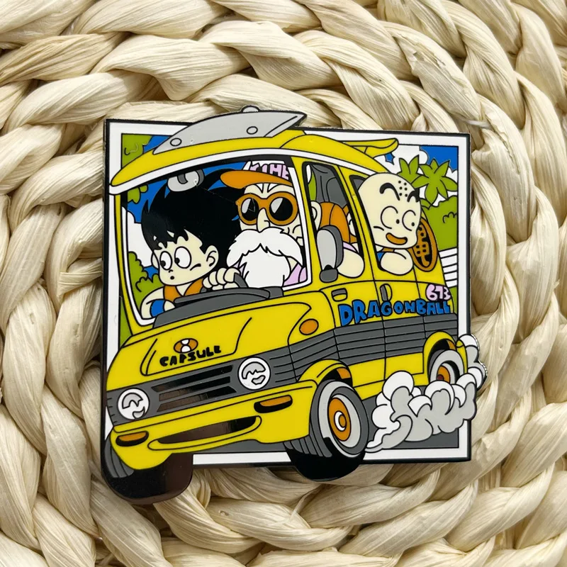 Dragon Ball Wukong Drive Car Enamel Pin Kuririn And Master Roshi Cartoon Brooch Backpack Collar Lapel Badge Fashion Jewelry Gift