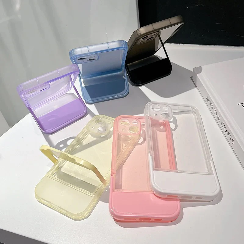 Luxury Invisible Holder Stand Transparent Silicone Case For iPhone 15 14 13 12 11 Pro Max XR XS 7 8 Plus SE Clear Bracket Cover