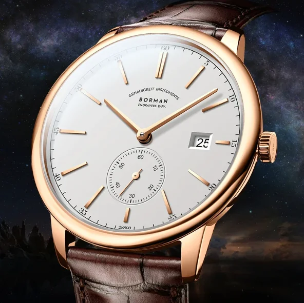 BORMAN Мужские автоматические часы 40 мм Ультратонкие механические наручные часы Водонепроницаемые сапфировое зеркало Маленький второй циферблат