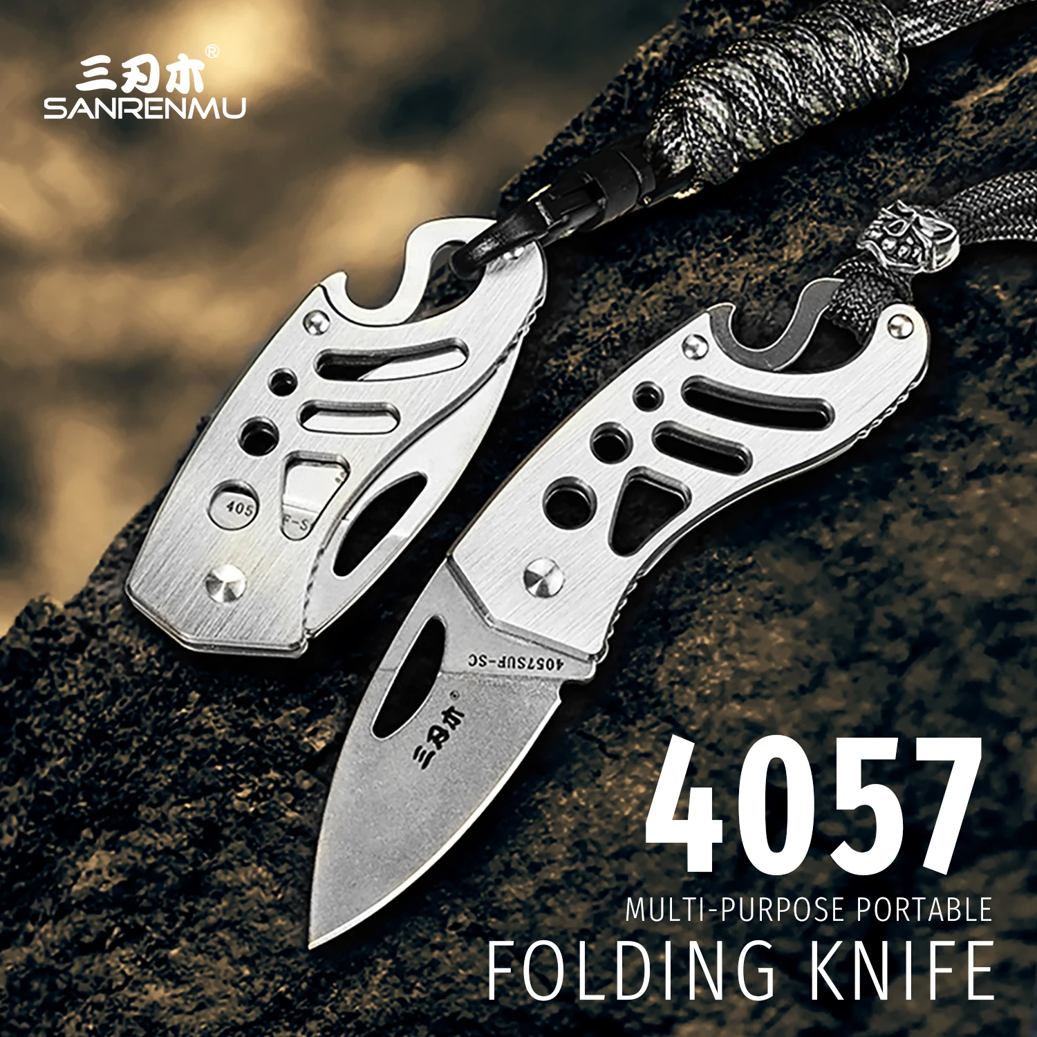 SANRENMU 4057 Outdoor Multi-Purpose Folding Knife Camping Hiking Wilderness Survival Fishing Hunting Edc Knives Bottle Opener