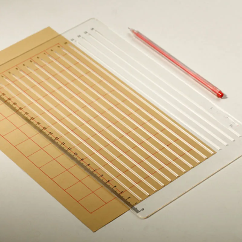 Transparent Ruler Board Half Ripe Xuan Paper PVC vertical Sewing Cutting Tools scripture Copy Measuring Supplies