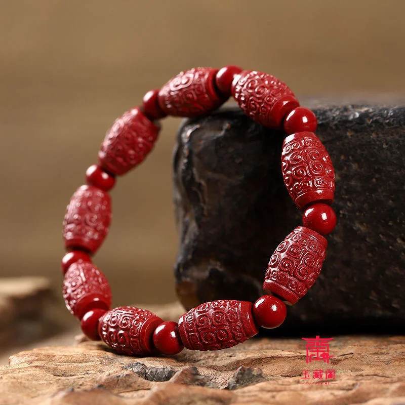 Natural Cinnabar Bracelet High Content Purple Gold Sand Auspicious Cloud Bucket Bead Bracelet Jewelry GiftTai Sui  Amulet