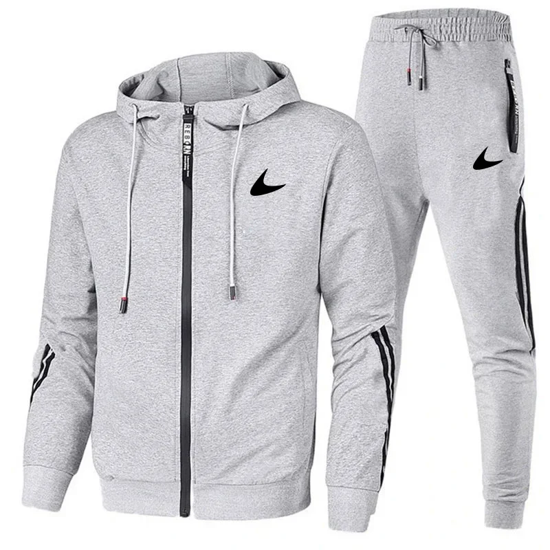 2024 new fashion Men\'s brand sportswear long sleeved sweater and jogging pants set 2 pieces,running spring