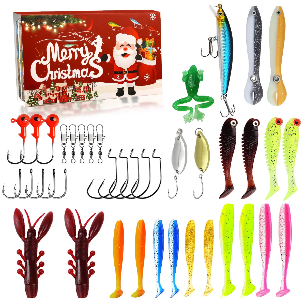 

Fishing Advent Calendar 2024,24 Days Fishing Lure Christmas Countdown Calendar Fishing Tackle Xmas Gift for Anglers/Grandfather