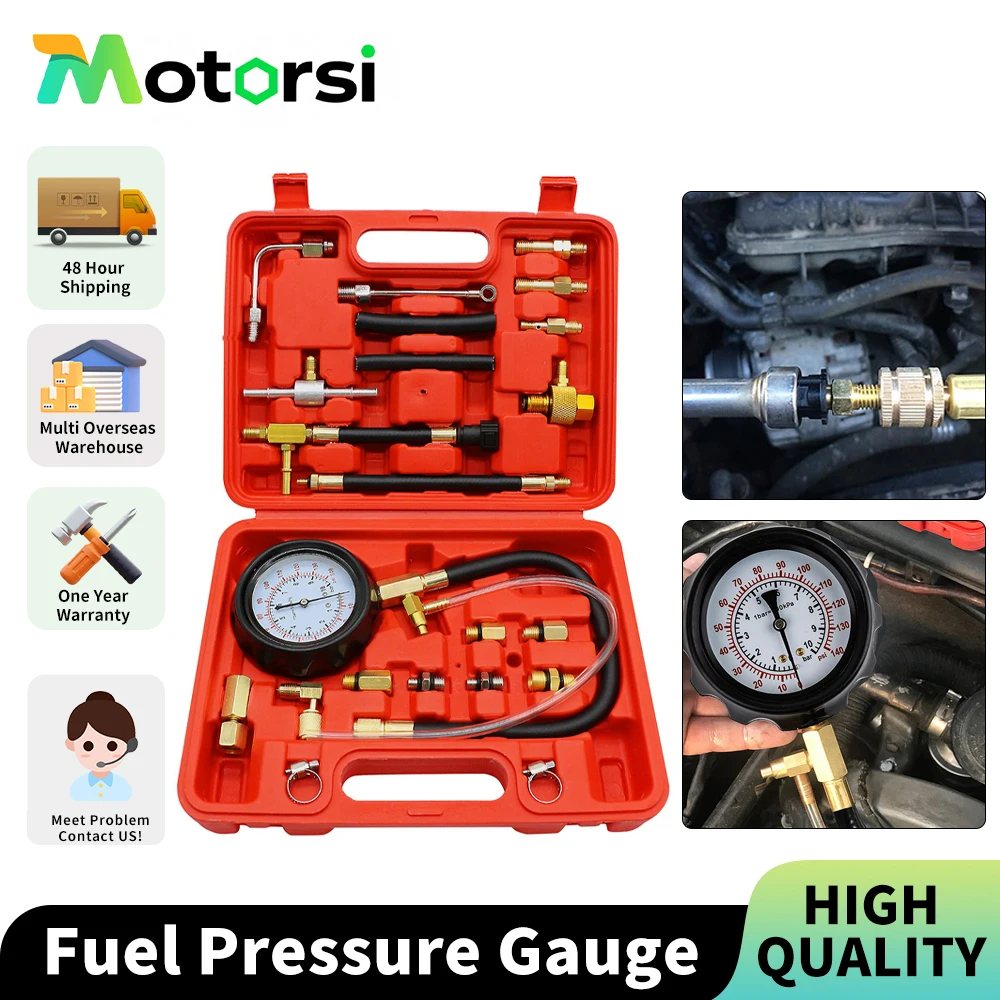Motorsi Tu-114 jauge de pression de carburant testeur de pression de pompe d'injecteur de carburant 0-140psi outils de voiture pour voiture camion RV moteur à essence