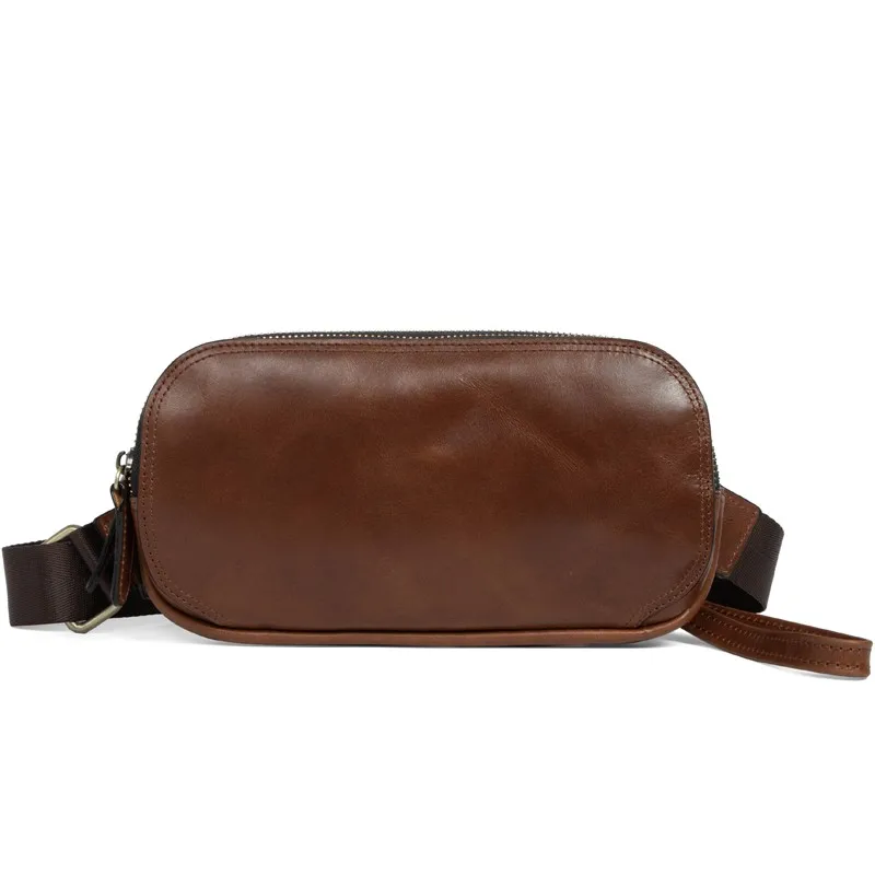 Men's Leather with Baotou Cowhide Slung Over One Shoulder Small Backpack Leisure Mobile Phone Change Bag