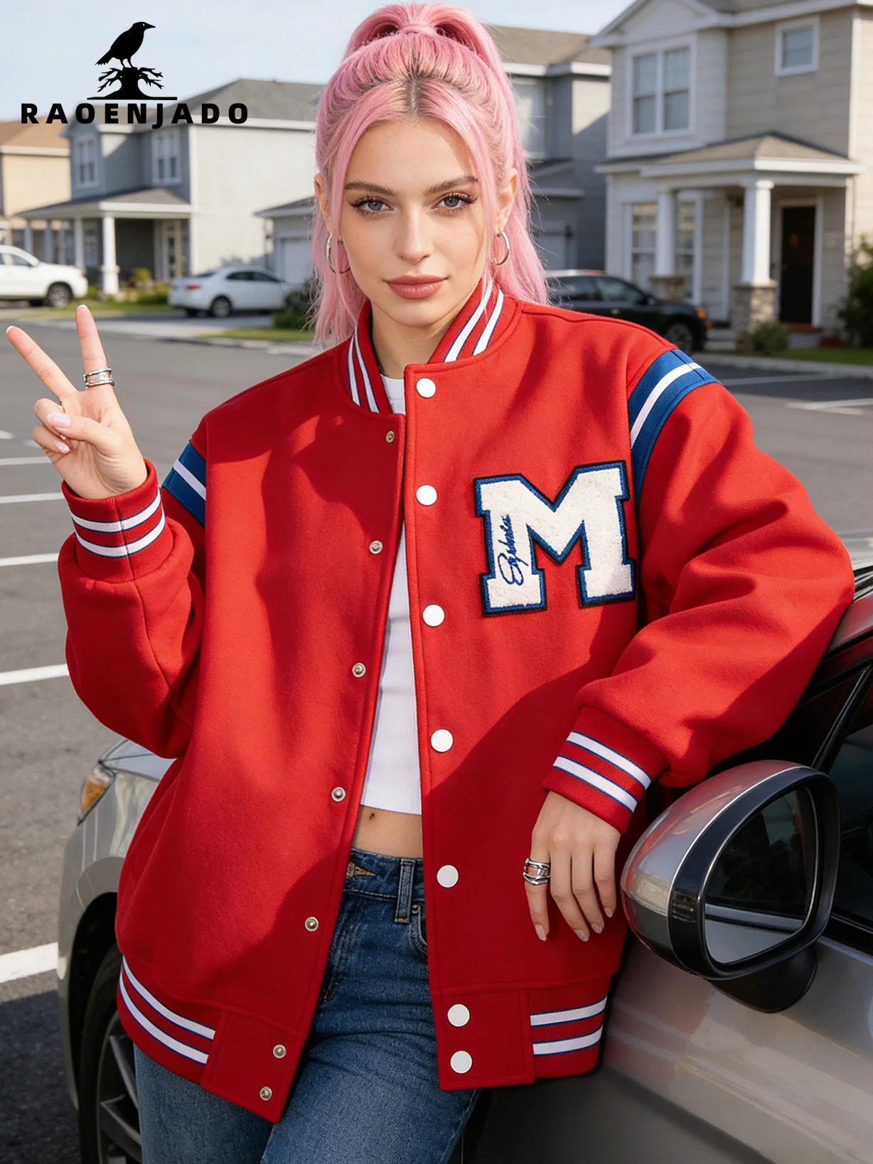 

Женская бейсбольная куртка в винтажном стиле, утепленная, больших размеров, для весны и осени, бомбер с полосками и вышивкой букв, унисекс