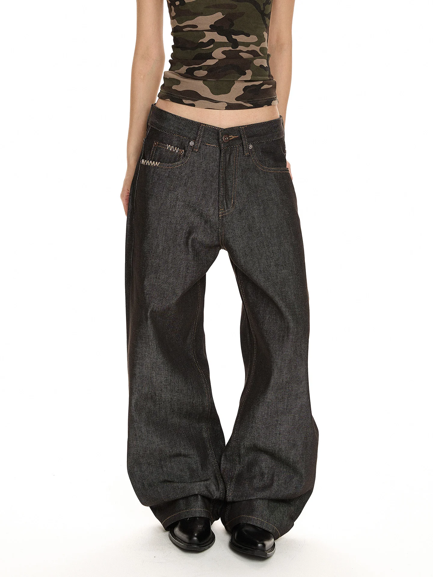 

American Retro Color Denim Pants Men Women Straight Leg Micro Flared Slimming Cleanfit Long Trousers Casual Wear