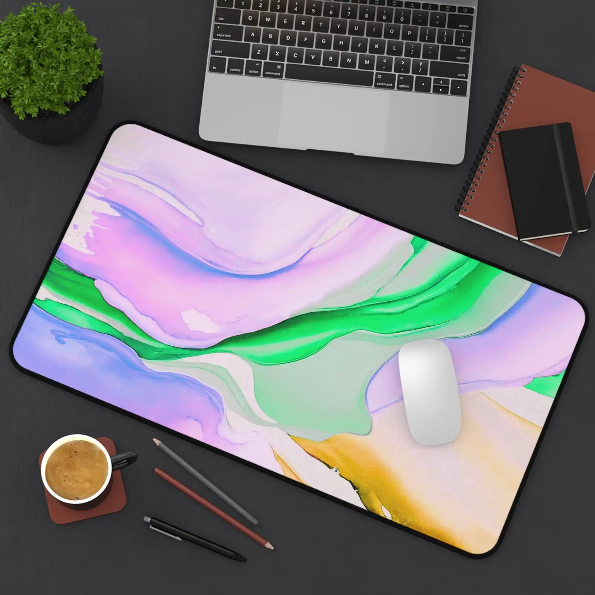 

Пастельный настольный коврик Bloom, красочное украшение для рабочего стола, игровой коврик для мыши, офисный аксессуар, подарок геймерам, уникальный декор рабочей станции