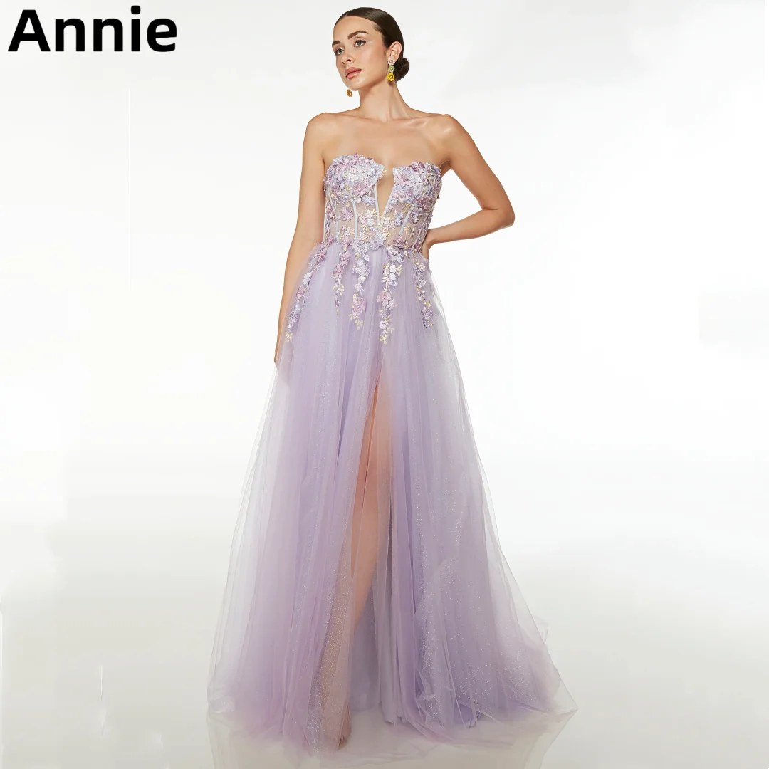 

Annie Light Purple 3D Decal Prom Dresses Sweet Glitter Tulle Prom Dress Special Occasion Party Dresses 2024Vestidos De Fiesta