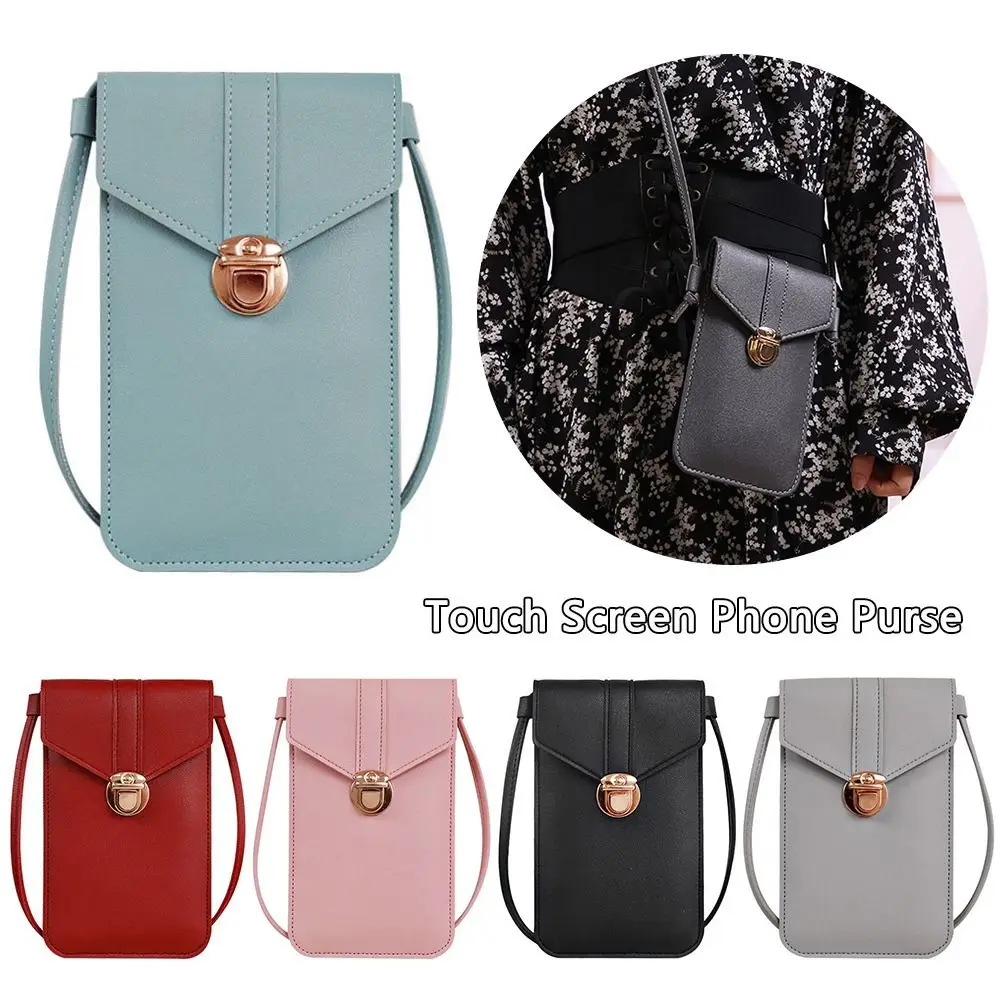 Mobile Strap PU Leather Shoulder Bag Handbag Touch Screen Phone Purse Wallet