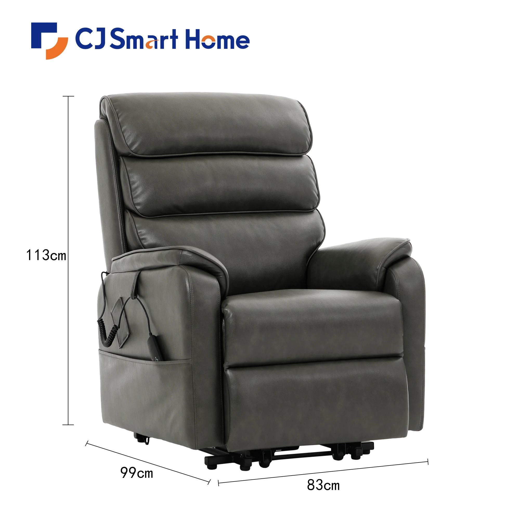 CJSmart Zero Wall Hugger Power Lift Recliner Chair Supportive Close To Wall Low Profile Rehabilitation For Nursing Recovery