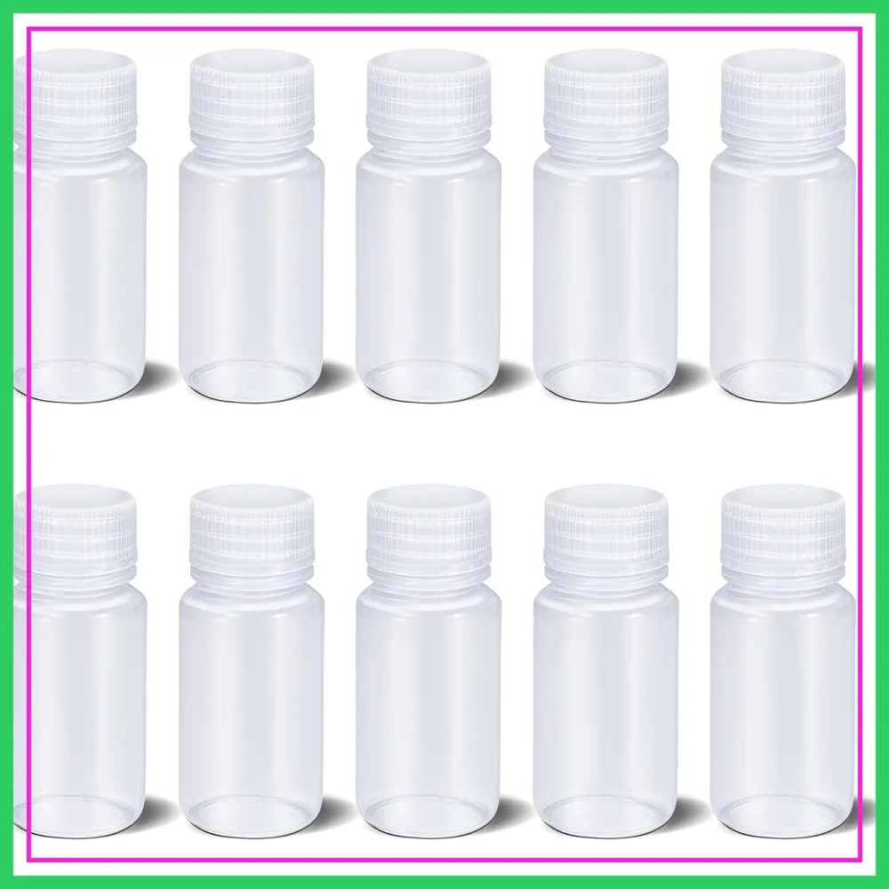 

10 Pcs 2 oz Airtight Pill Bottles, Leak-proof Plastic Small Bottles for Liquids, Clear Sample Containers