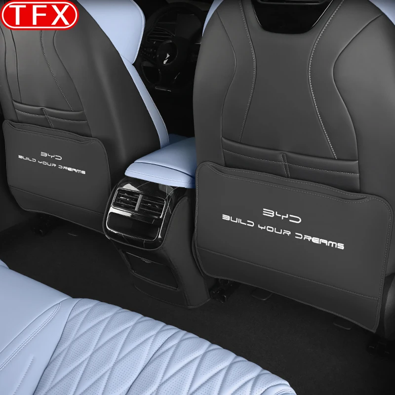 Per BYD Seal ATTO 4 2024 2023 Car Styling PU Leather Anti Kick Mat Pad Anti-kick Protector Mats Seat Back Protector accessori