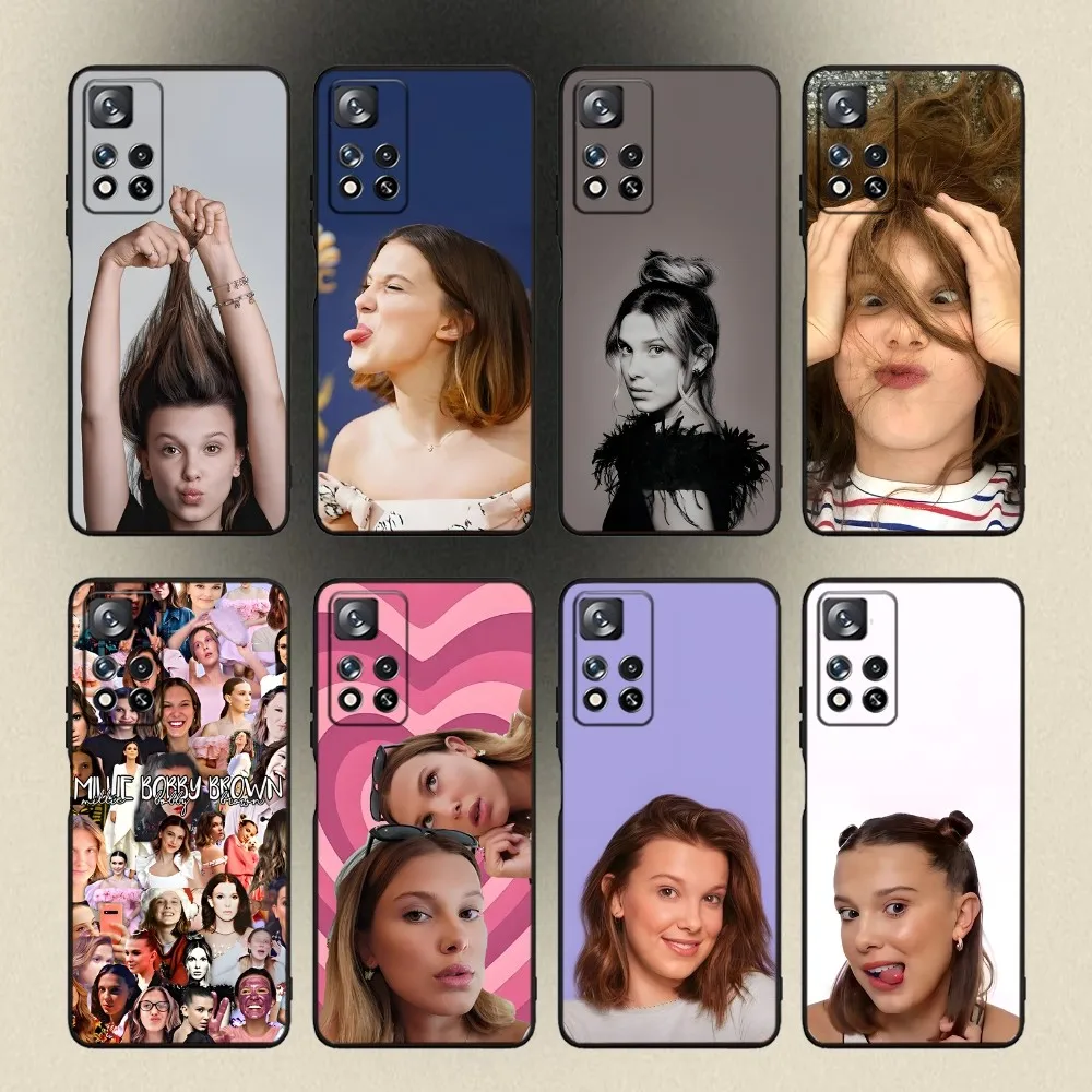 M-Millie Bobby Brown Phone Case For Samsung Galaxy A20,A21s,A22,A31,A32,A52,A53,A72,73,A80,A91 Soft Black Cover