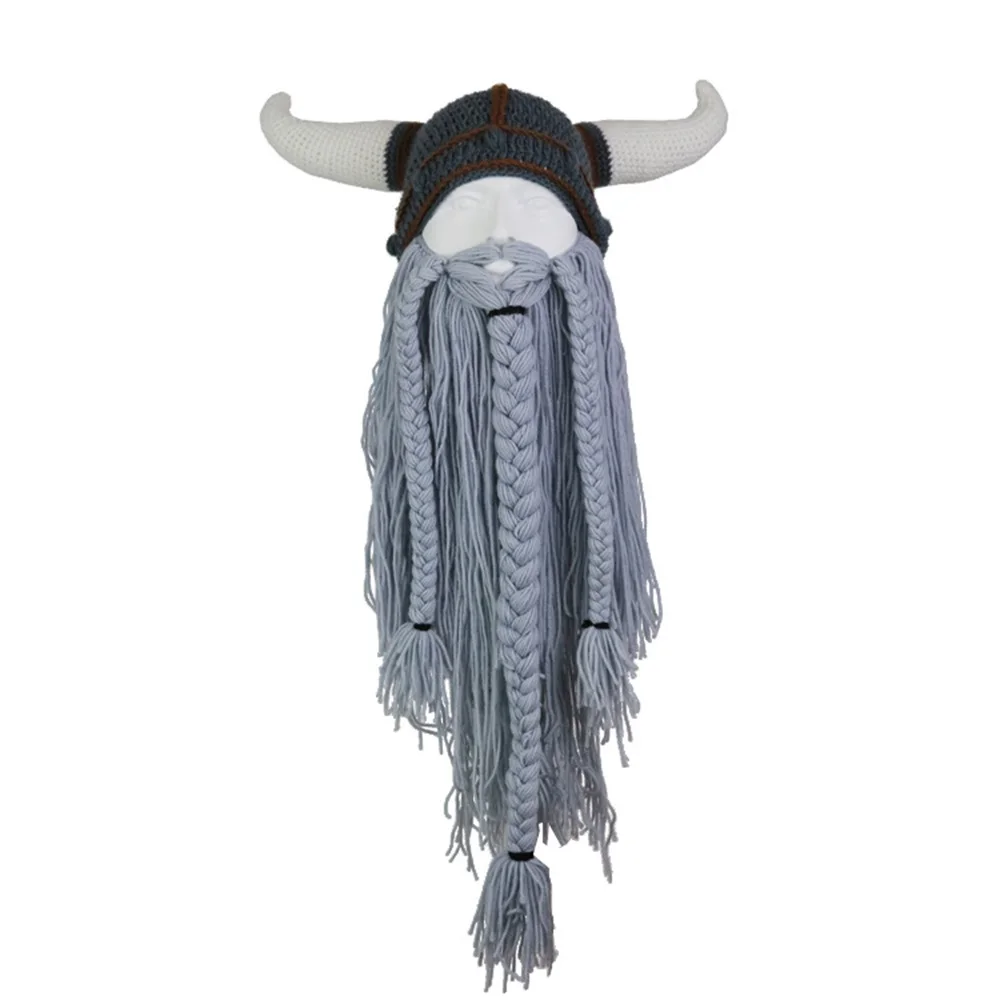 Halloween  Big Beard sharp Horns Cosplay Pirate  Performance Costume Man Halloween Party Winter Hat