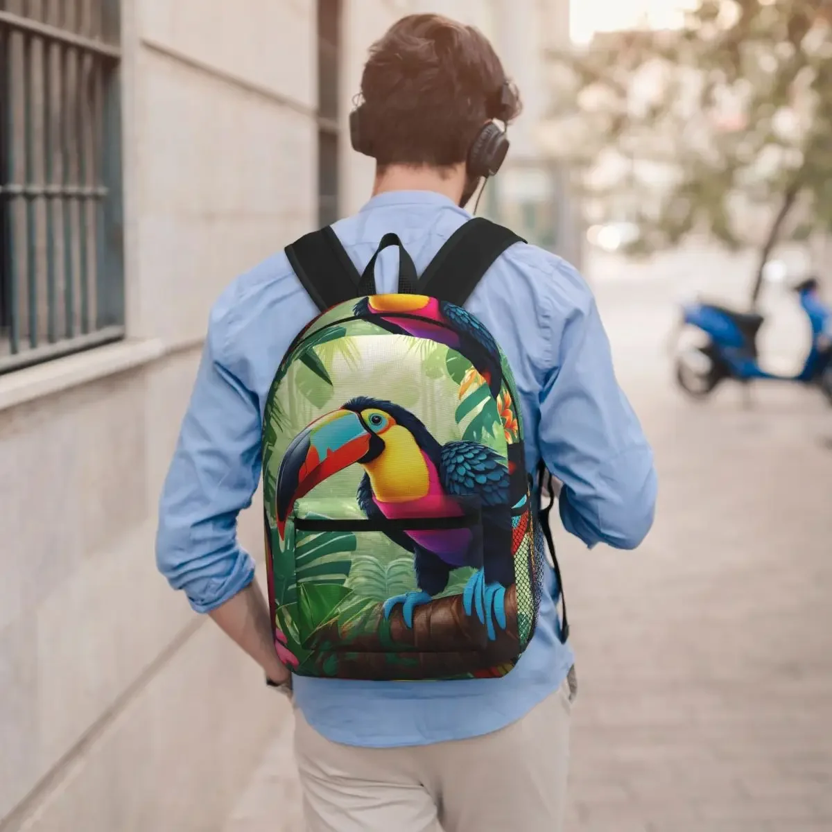 Vibrant Tropical Parrot Toco Toucan Backpack Boys Girls BookBag Kids School Bag Computer Shoulder Bags for Men Women