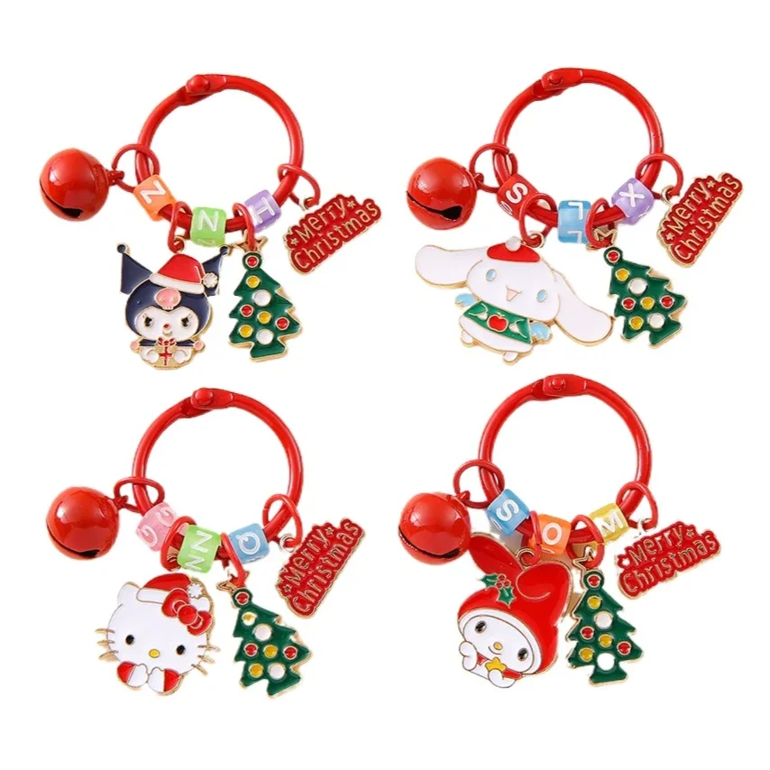 New Sanrios Christmas Kuromi Keychain Letter Creative Hello Kitty My Melody Alloy Metal Keyring Cinnamoroll Pendant Couple Gifts