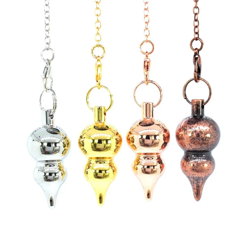 Spiritual Metal Copper Pendulums For Dowsing Divination Double Round Copper Pendulo Radiestesia Healing Reiki Pendule Pendulos