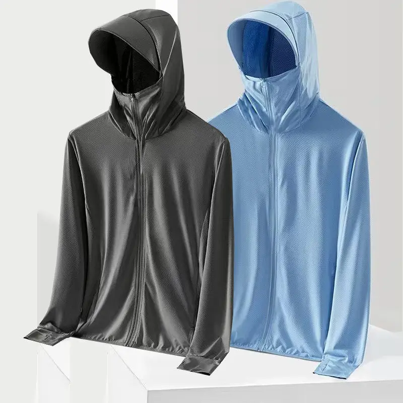 

Summer Ice Silk Women's Lightweight Outdoor Fishing Jacket Loose Fit Ultra Thin Sun Protection Outerwear Hooded Zipper Closure