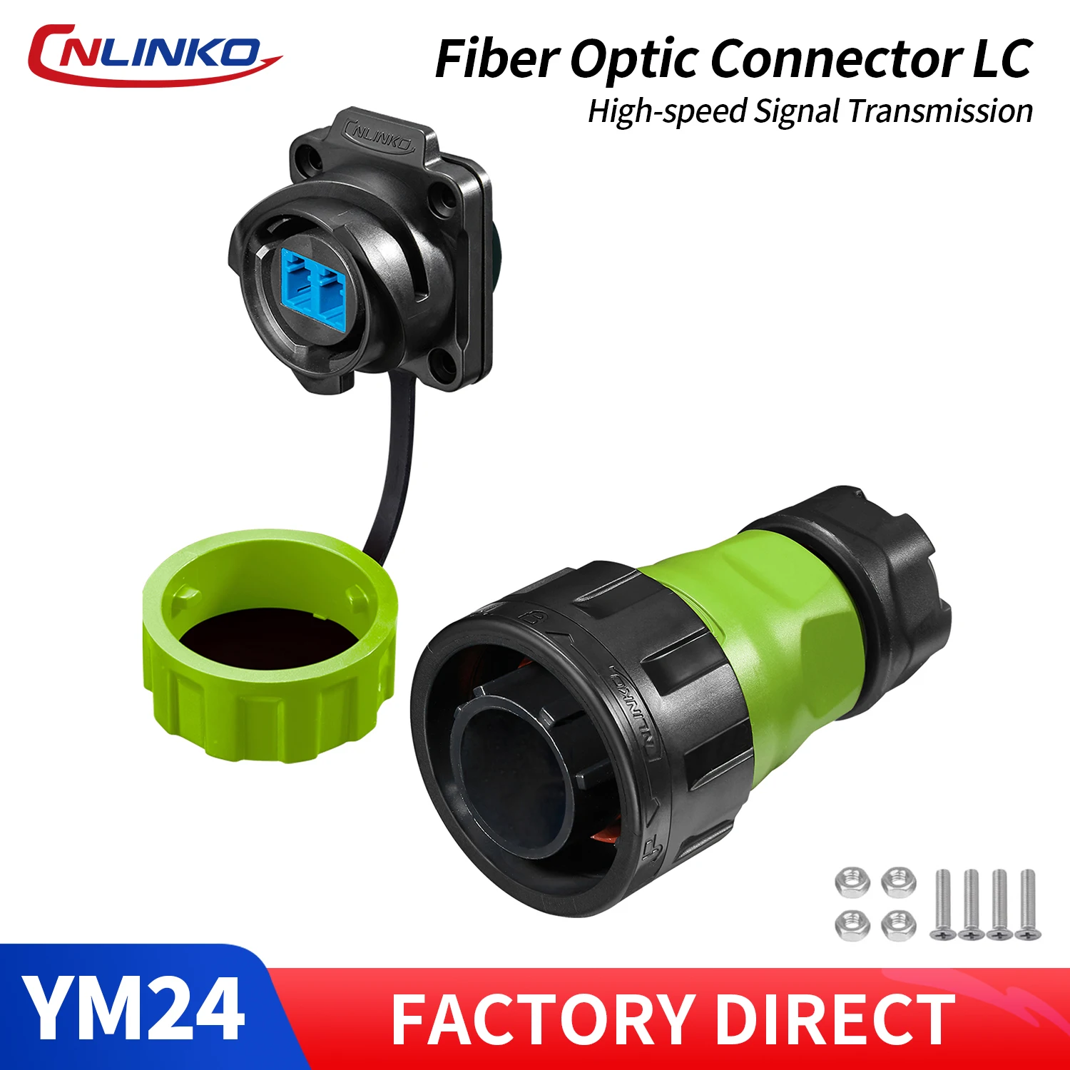 CNLINKO LC to LC Optical Fiber Connector IP68 Waterproof Single Mode Fiber Optic M24 Industrial Computer System Signal Connector