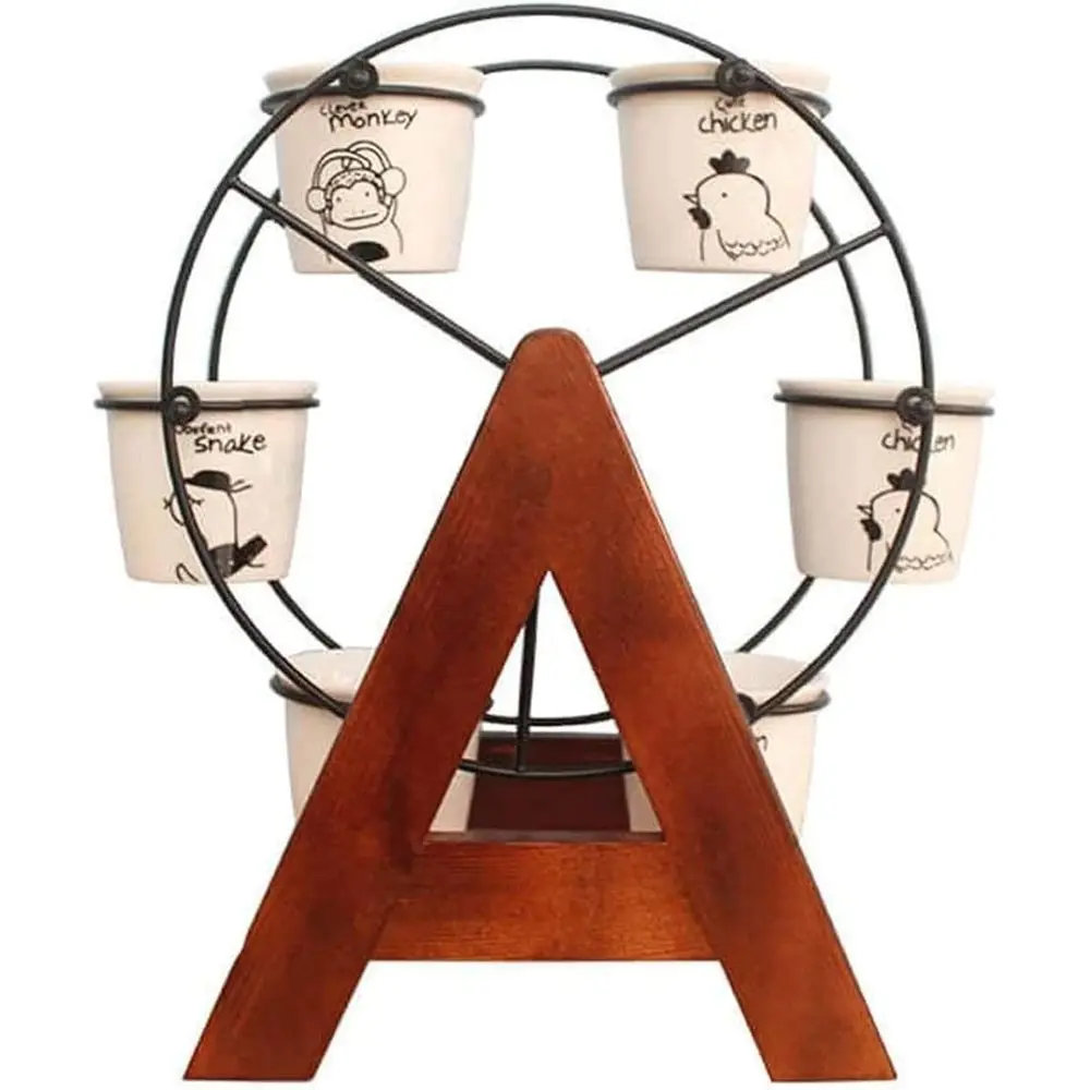 

6-Tier Wooden Revolving Flower Stand with Pots for Floral Displays in Shops