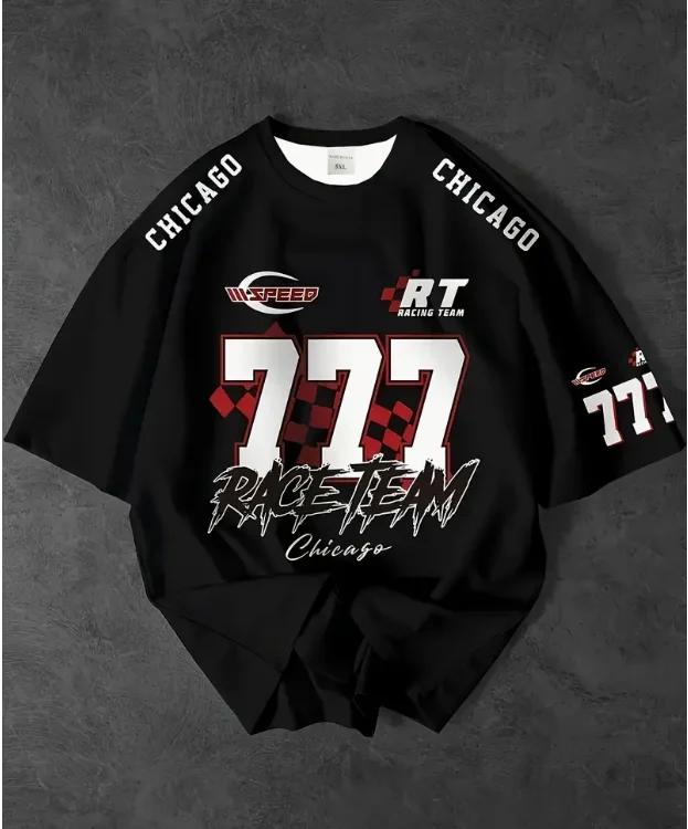 

2025 New Summer Women's T-shirt Chicago 777 Printed T-shirt Men's Short Sleeve Sportswear Football T-shirt Men's Clothing