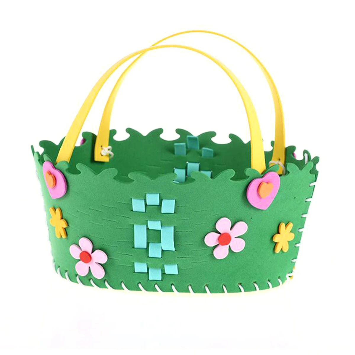 3 set Diy Eva Flower Basket Material Set Colorful Handbags Sewing Kits For Kids Preschool Parent-Child Projects Includes Needle