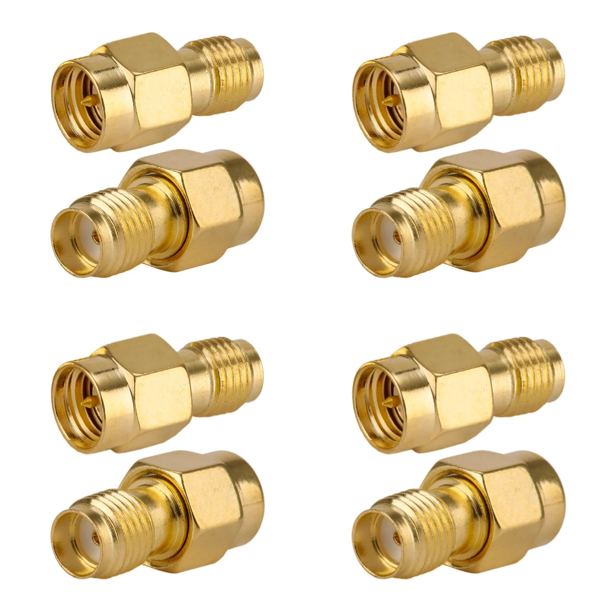 8 PCS Full Copper SMA Male to Female Right Angle RF Connector Adapter - JK Series Connect Antenna Extension for Telecom/IoT/GPS
